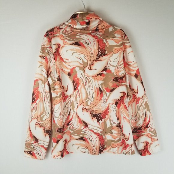 Vintage Stone Marbled Geode Print Cowl Neck Long Sleeve Blouse Sz M - Picture 4 of 5